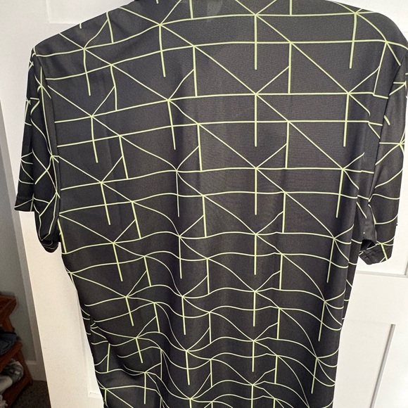Adidas Men's Black and Green Patterned Polo - Picture 2 of 3